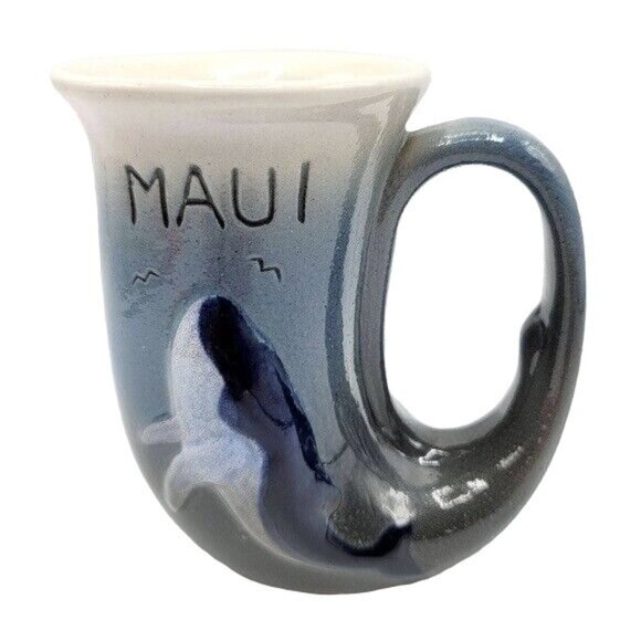 K&S Whale Horn Cup Blue Figural Hawaiian Creations Hand Crafted in Hawaii Maui - Picture 1 of 10